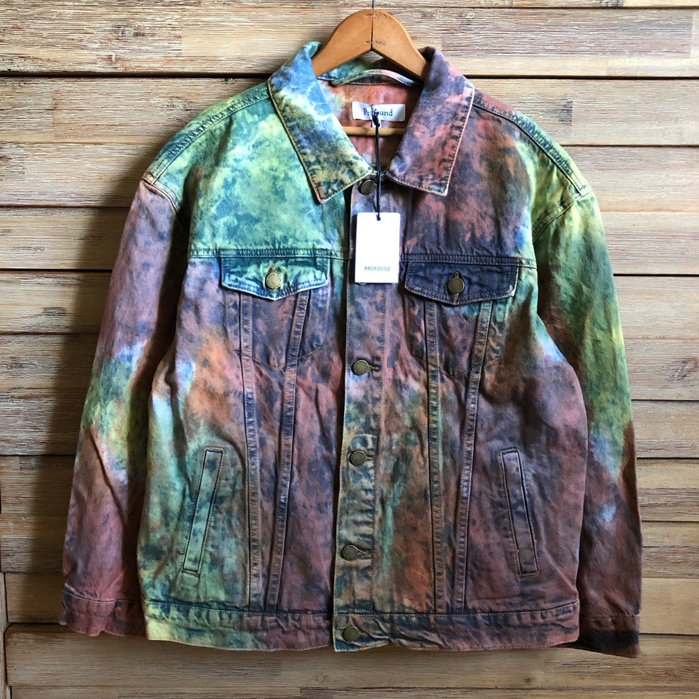 TIE DYE WASHED DENIM TRUCKER JACKET by PROFOUND